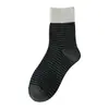 Calcetines japoneses de rayas calcetines de media caña para mujer invierno algodón puro ins popular Rojo de internet estilo coreano estilo preppy medias otoño e invierno para mujer