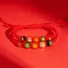 Ágata negra y roja natural/vidrio/Dios de la Riqueza de Cinco Vías tallado/accesorios de joyería DIY semiacabados decoraciones con cuentas hechas a mano