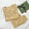 Ropa interior térmica de algodón puro para niños 10A antibacteriana para niños y niñas otoño e invierno dibujos animados ropa de casa bebé lana elástica pijama