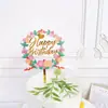 Fabricantes transfronterizos de tarjetas para tartas con impresión a color, hermosas flores, pequeñas y frescas, decoración para tartas de cumpleaños.