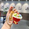Llavero de Mini Ramo Tejido a Mano "Gracias por Estar Aquí" Colgante con Etiqueta para Regalo del Día del Maestro, Adorno para Bolso para Maestros