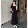 Ropa Suave y Generosa, a la Moda, Holgada, Casual, Estilo Perezoso, Aspecto Adelgazante, Vestido Negro Corto de Línea A Largo, Para Salir, Falda Estilo Occidental