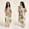 Pijama Feminino Plus Size com Manga 3/4, Brilhante em Cetim, Novo Estilo para Primavera e Outono, Roupão Fino, Roupa de Dormir de Manga Longa, Roupa para Casa