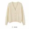 90% lana, nueva colección otoño/invierno, cárdigan de punto cepillado con cuello en V para mujer, con botones de perla, prenda exterior de punto suave y cómoda, suministrado directamente desde una fábrica transfronteriza