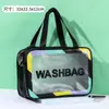 Bolsa de Cosméticos Transparente com Borda Colorida Fosca Personalizada, Simples, Portátil, À Prova d'Água, Necessaire, Cosméticos de Viagem, Armazenamento de Grande Capacidade