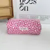 Estojo Cilíndrico Estilo Coreano Ins com Estampa de Leopardo Colorida, Estojo de Lona de Alto Valor, Bolsa de Armazenamento de Material Escolar de Grande Capacidade para Estudantes