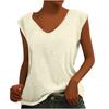 En Stock Amazon Verano Europeo y Americano Color Sólido Manga Corta Cuello en V Casual Holgado Camiseta sin Mangas Camiseta de Manga Corta para Mujer