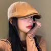 Gorra Retro de Pana Coreana para Mujer, Boina Versátil para Primavera y Otoño, Circunferencia de Cabeza Grande, Sombrero de Moda que Adelgaza el Rostro