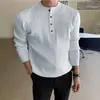 Suéter de punto con botones y cuello alto para hombre, suéter informal de otoño e invierno, jersey de punto de manga larga