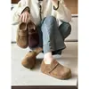 Sapatos Flats Estilo Rainha Retro com Solado Interno Aumentador Birkenstock para Mulheres 2025 Novo Outono e Inverno Calçados Externos Sapatos de Algodão Quentes com Forro de Lã