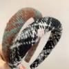 Diadema de cuadros Maillard Corea del Sur otoño e invierno vintage tela cepillada esponja aumentada parte superior de calavera diadema versátil accesorios para el cabello para mujeres