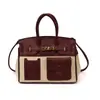 Bolso para Mujer 2026 Nuevo Estilo Transfronterizo Bloques de Color Bolso Tote Platino Gran Capacidad Versátil Bolso de Hombro Cruzado para Viajar