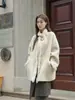 Coração Sonho Pelo de Coelho Patchwork Lã Dupla Face Casaco Comprimento Médio Estilo Coreano Redutor de Idade Gola Alta Estilo Novo Feminino