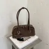 2026 Nova Bolsa Baguete Bolsa Bowling Simples Bolsa de Ombro para Mulheres Moda Cor Sólida Bolsa de Ombro Bolsa Boston para Mulheres