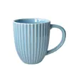 Taza de cerámica de 360 ml, color sólido, con relieve, de rayas verticales, para café, leche y agua, taza de regalo promocional, fábrica de Liling