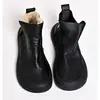 Principalmente Recomendado: Botas Curtas de Couro Bovino de Camada Superior com Forro de Lã Quente para Mulheres, Botas Femininas de Solado Grosso, Botas de Cano Curto de Couro Genuíno com Bico Redondo para Mulheres, Outono e Inverno