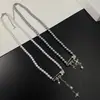 Pulsera Brazalete Collar con Broche Cruzado de Zirconia Incrustada con Perlas Estilo Dulce, Cadena de Cuello Única Versátil de Alta Gama, Exquisita