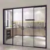 Puerta corrediza de cocina, puerta de partición de vidrio de onda larga ultratransparente con riel suspendido de tres eslabones ultradelgado para balcón y sala de estar, puerta corrediza de baño