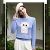 Nova Camisa de Base Tricotada em Cashmere com Jacquard de Desenho Gejia Outono/Inverno 2024 Redutora de Idade Suéter de Animal Ano do Coelho