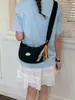 Bolsa de Tela Color Dopamina para Niñas, Versátil Bolso Ligero Acolchado con Cordón y Pliegues, Bolso de Hombro Cruzado de Moda