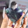 Piedra Bruta de Cristal Natural Forma de Corazón Juguete Pieza Portátil en Forma de Corazón Manualidad de Cristal Decoración del Hogar Adorno de Piedra