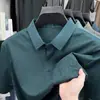 Nueva Camiseta de Manga Corta de Seda Helada para Hombre de Verano, Casual de Negocios, Elástica, Anti-Arrugas, Transpirable, Delgada, Polo Superior para Hombre