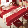 Toalha de mesa de casamento vermelha, lavável, à prova de óleo, à prova d'água, toalha de mesa de jantar, nova capa festiva para mesa de chá 2024, capa de noivado