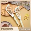 Espátula de peixe de aço inoxidável com ponto, espátula de bife com cabo de silicone, espátula leque borboleta, espátula antiaderente resistente a altas temperaturas