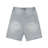 Comercio Exterior Transfronterizo Marca de Moda Réplica Auténtica Ch Pantalones Cortos de Mezclilla Rasgados para Hombre, Pierna Recta, Corte Holgado, Largo de Cinco Puntos