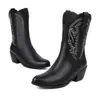 Botas Bordadas Gruesas Nuevas Botas de Tacón Alto Botas de Caballero 43 Europa y América 40 Botas Medias Comercio Exterior 2023 Botas Cortas Blancas Botas de Moda
