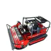 Cortacésped pequeño de orugas personalizado de fábrica, trituradora de césped controlada remotamente, ancho de trabajo 1m, desbrozadora de gasolina de dos cilindros