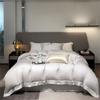 Juego de Sábanas de Verano de Hielo de Tencel Lenzing de 4 Piezas, Funda de Edredón de Seda, Sábana Ajustable Tamaño 1.8, Ropa de Cama Delgada