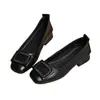Zapatos planos para mujer de punta cuadrada y boca poco profunda, nueva colección otoño 2026, suela plana, tacón bajo, cómodos, suela suave, sin cordones, versátiles zapatos de piel para el trabajo