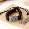 Moda Transfronteriza Aleación Combinación Placa de Letra Inglesa Pulsera de Cuero Cadena de Joyería Accesorios Personalizados de Moda Venta Caliente