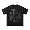Camiseta de manga corta con cuello redondo y agujeros de malla estampada de High Street Hound, de marca de moda, para hombre y mujer, estilo hip-hop urbano de verano, holgada.