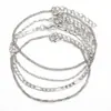 Joyería Transfronteriza Europea y Americana Cadena Plana de Serpiente Simple y Personalizada Cadena Retorcida Juego de Tres Piezas para el Tobillo Nuevo Tobillera de Moda para Mujer