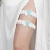 Liga de Garter para Noiva Estilo Europeu e Americano Transfronteiriça, Costurada à Mão com Diamantes e Flores de Pérola, Faixa Sexy para Perna, Acessório de Perna para Vestido de Banquete de Luxo Leve