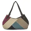 Bolso de Lona de Moda Europeo y Americano para Mujer, Bolso de Mujer con Costuras Retro, Bolso de Mano de Color Contrastante a la Moda, Bolso Grande Casual, Nuevo Estilo Tendencia
