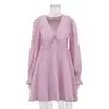 2026 Nuevo Estilo Europeo y Americano Moda Femenina Elegante Diseño para Ir al Trabajo Vestido de Línea A Cuadros Rosas Cuello Mariposa Vestido de Manga Larga