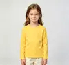 Camiseta de Manga Larga con Cuello Redondo de Color Sólido para Niñas, Ropa Interior Básica para Primavera y Otoño, Camiseta para Bebé, Ropa de Otoño Multicolores para Niños