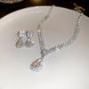 Diamante Gotas de Água Em Forma de V Borla Colar Brincos Conjunto de Duas Peças Luz Luxo Elegante Nicho Clavícula Cadeia Personalizado Moda Jóias