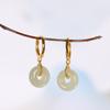 Pendientes de jade hetiano chapados en oro y plata de ley S925 para mujer, sencillos y combinables.