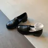 Versão em Estoque~Retro Couro Genuíno Preto Slip-on Sapatos Pequenos de Couro Femininos Versátil Simples Moda Britânica Sapatos Únicos Loafers