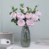 Flor artificial 3 cabezas tacto Austin tacto hidratante rosa boda hogar decoración de mesa de comedor accesorios para fotos flor