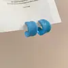 Aretes Redondos Tachonados con Diamantes de Resina Azul Fresco Aguja de Plata, Aretes de Lujo Ligero de Gama Alta, Accesorios para Orejas de Temperamento Estilo Bosque de Nicho