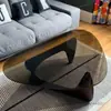 Mesa de centro de vidro para salas pequenas, design transparente nórdico minimalista moderno, mesa de chá redonda criativa Isamu Noguchi