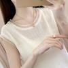 Chaleco Camisola de Verano para Mujer Holgado Traje con Base sin Mangas de Seda Helada Camiseta Blanca para Mujer Ropa Exterior Moderna Versátil A3524