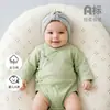 Macacão liso de bebê com botões laterais, body de algodão puro Classe A para recém-nascido, com amarração frontal estilo monge e mangas compridas