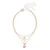 Amazon Transfronterizo Nuevo Collar de Perlas de Imitación de Caracola Estilo Bohemio Estrella de Mar Concha Cadena Apilada para Clavícula para Mujeres