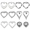 Colgante Hueco con Forma de Corazón de Plata Antigua con Pinchos DIY Collar Pendientes Accesorios de Joyería de Aleación con Forma de Corazón Colgante Transfronterizo